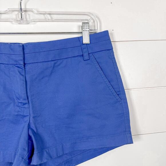 J. Crew Women's Flat Front Mid-Rise Stretch Casual Chino Shorts Periwinkle Blue - Picture 3 of 8